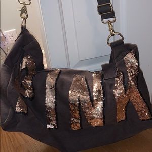 PINK sequin duffel bag